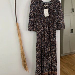 Christy Dawn The Basil Dress Navy Anemone Vine XL